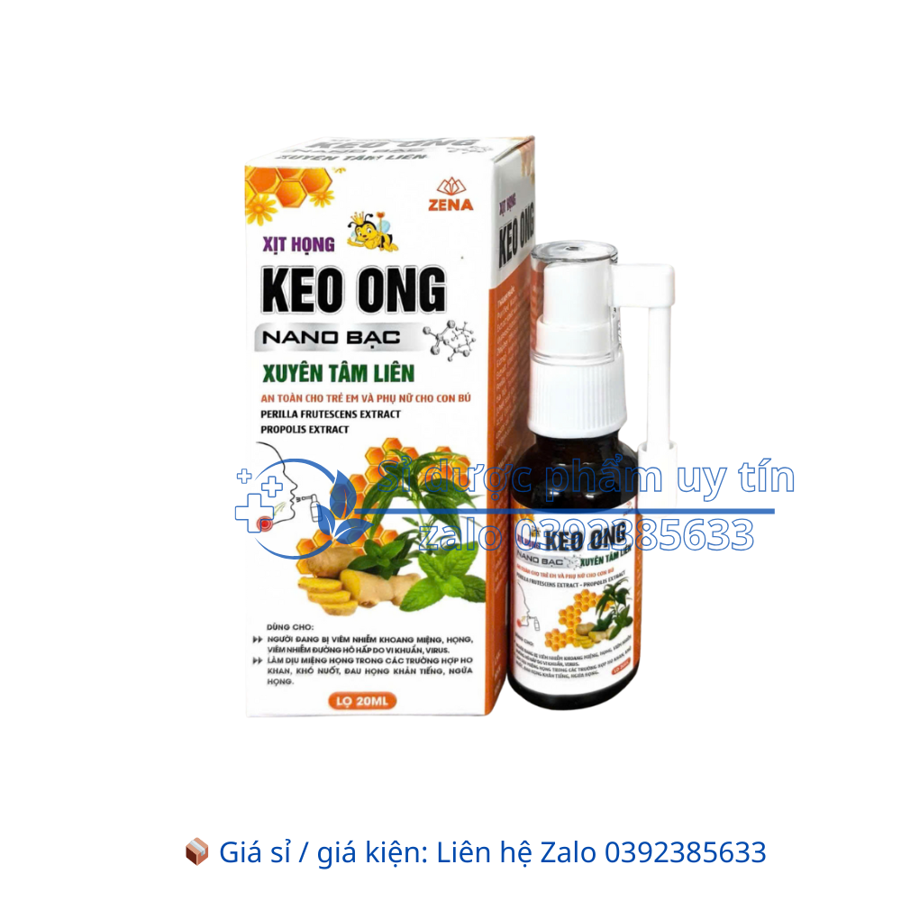 Xịt Họng Keo Ong giúp làm dịu cổ họng giảm ngứa rát cổ họng, đau họng hộp 20 ml