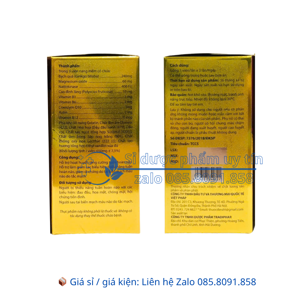 Bổ não Ginkgo Biloba 240 giúp hoạt huyết, tăng cường tuần hoàn não hộp 100 viên