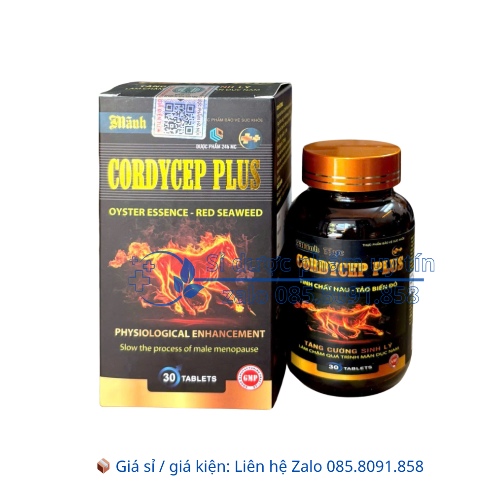 Viên uống Mãnh Lực Cordycep Plus++ giúp bổ thận, dưỡng huyết, cải thiện chức năng sinh lí hộp 30 viên