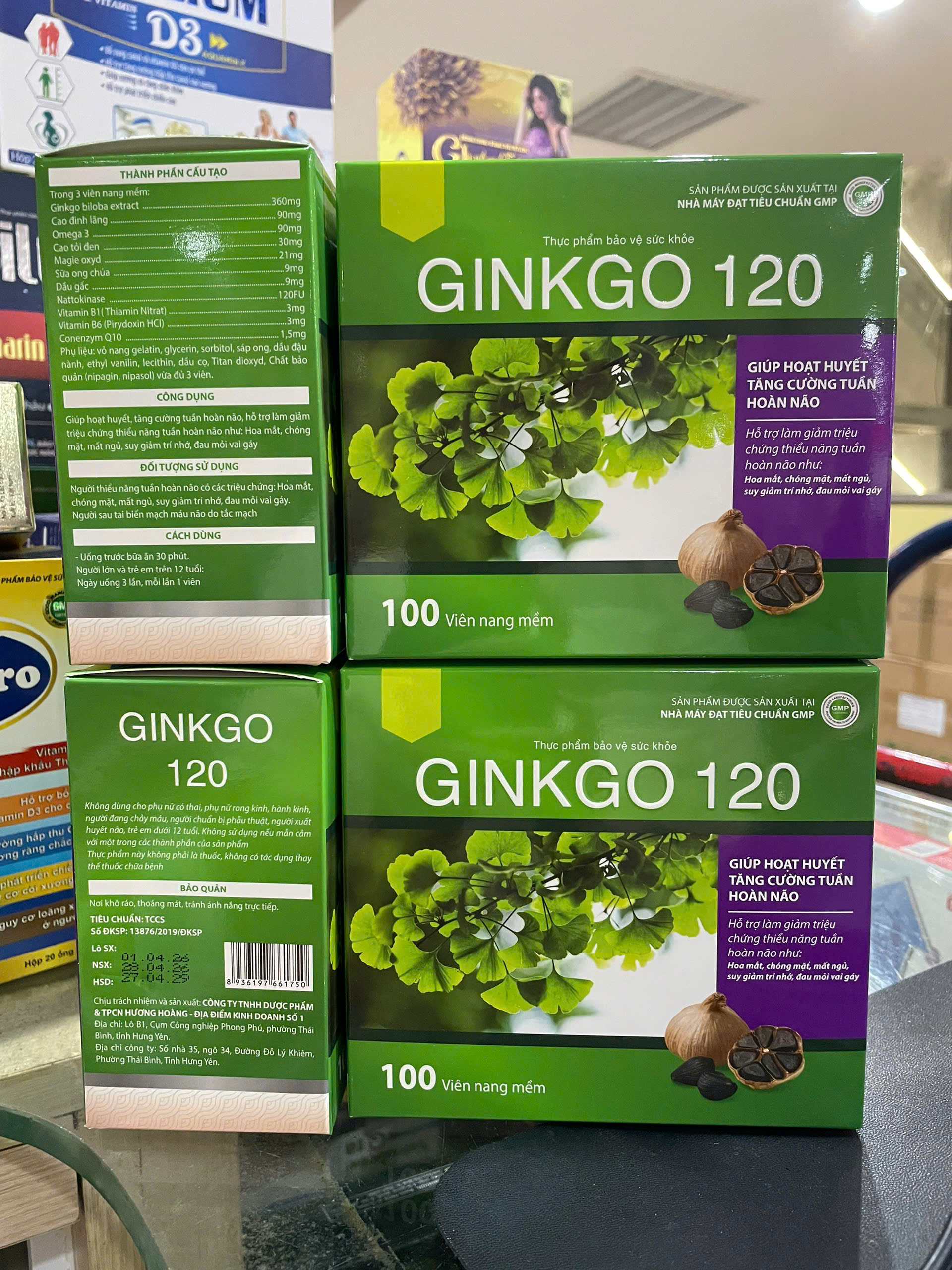(Mua Sỉ Liên Hệ Zalo) Viên Bổ Não Ginkgo 120 giúp hoạt huyết, tăng cường tuần hoàn máu não hộp 100 viên