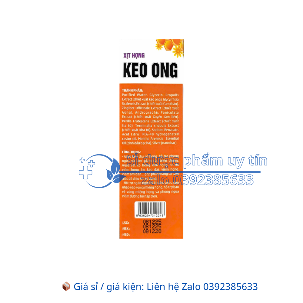 Xịt Họng Keo Ong giúp làm dịu cổ họng giảm ngứa rát cổ họng, đau họng hộp 20 ml
