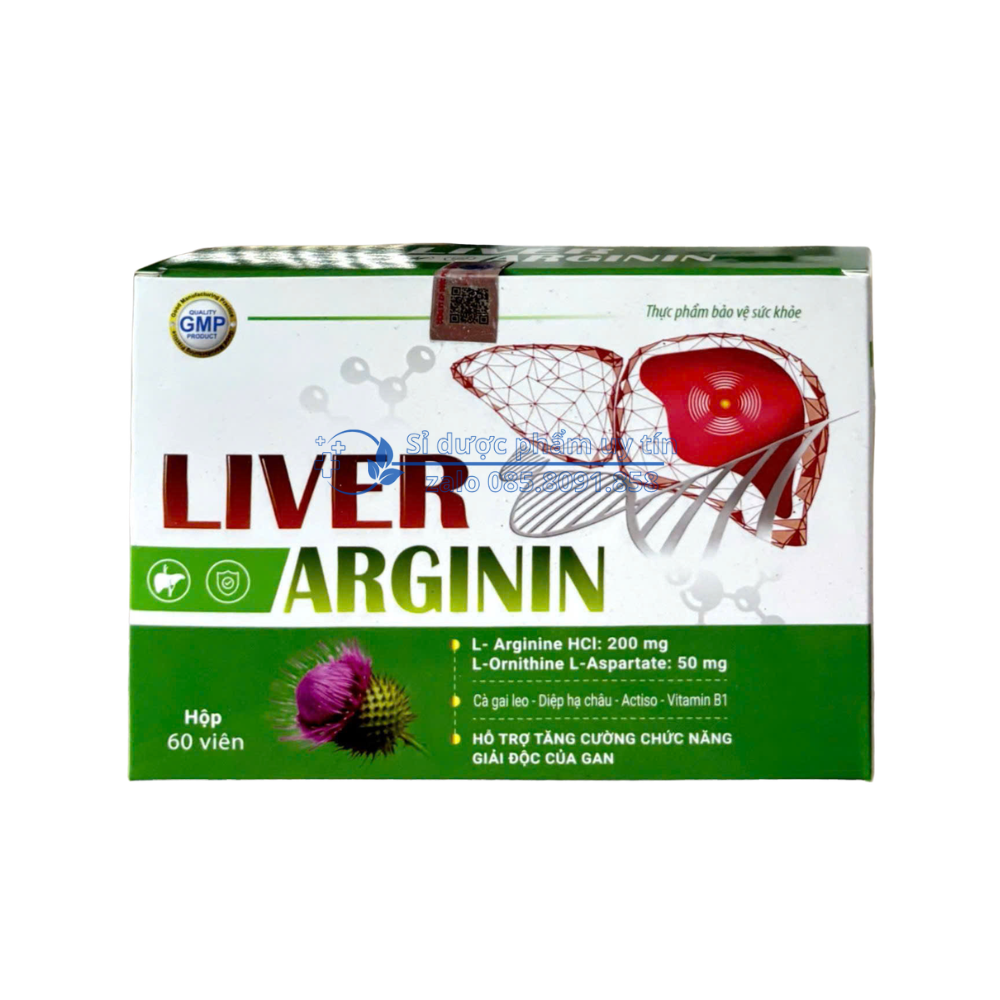 Viên uống bổ gan Liver Arginin giúp thanh nhiệt, giải độc gan hộp 60 viên