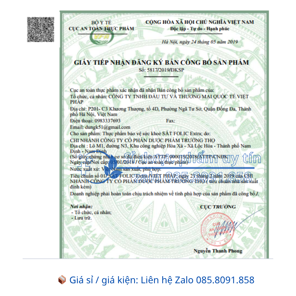 Viên uống Sắt Folic Extra giúp bổ sung sắt, acid folic và vitamin hộp 30 viên