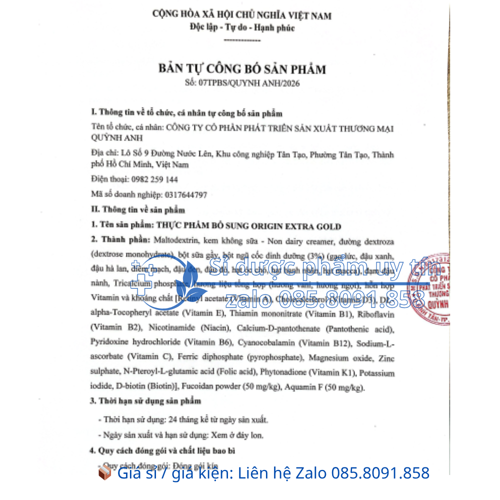 Sữa Origin Extra Gold giúp bổ sung dimh dưỡng, chắc khoẻ xương hộp 800g