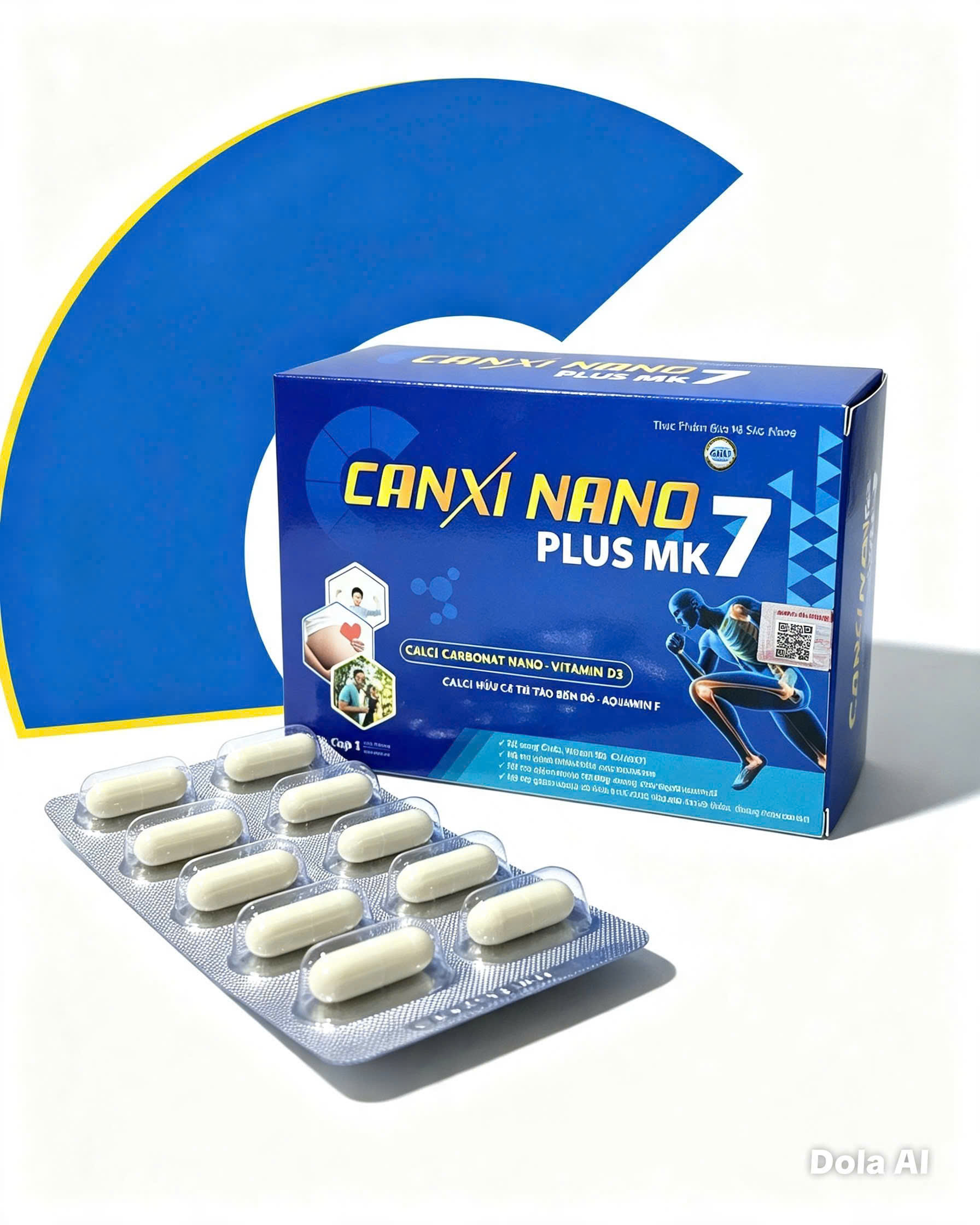 (Mua Sỉ Liên Hệ Zalo) Viên uống Canxi Nano Plus  Mk7 giúp bổ sung canxi và vitamin D3 cho cơ thể hộp 60 viên