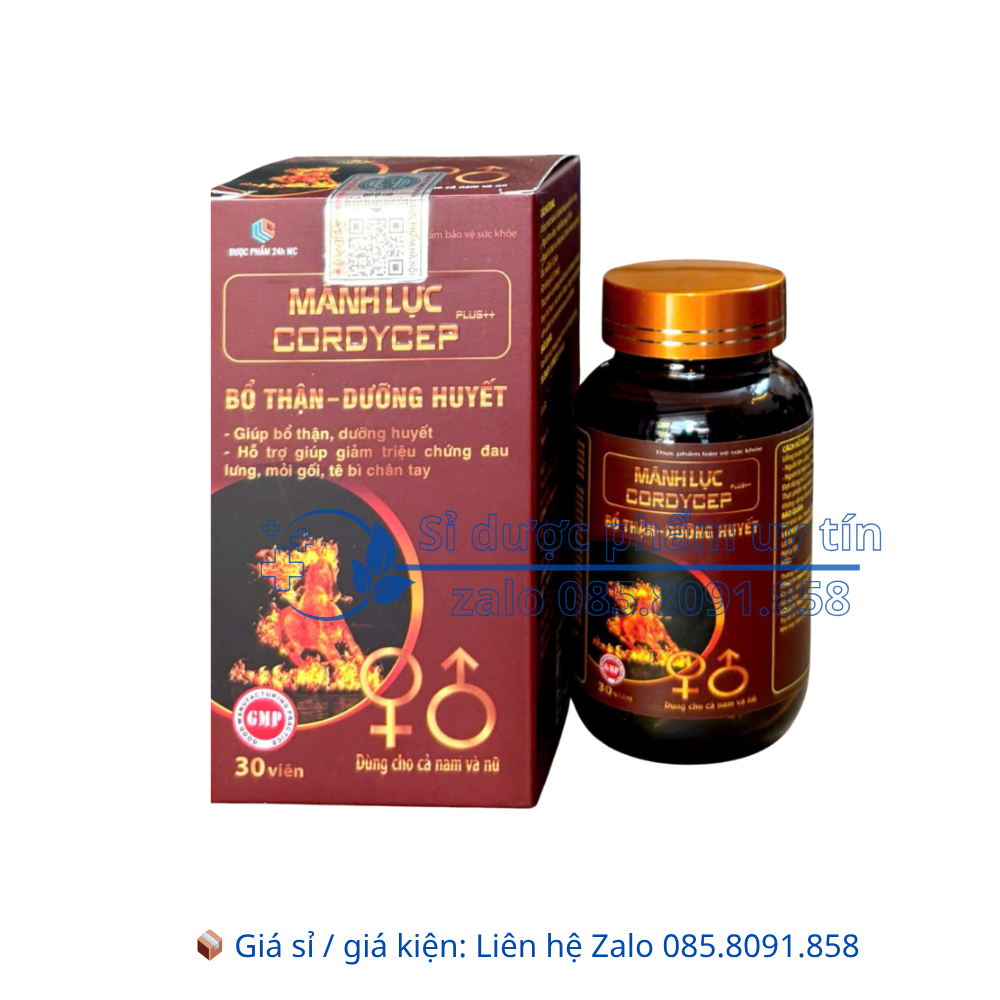 Viên uống Mãnh Lực Cordycep Plus++ giúp bổ thận, dưỡng huyết, cải thiện chức năng sinh lí hộp 30 viên