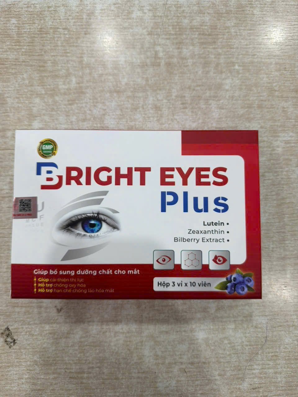 (Mua Sỉ Liên Hệ Zalo) Viên uống bổ mắt Bright Eyes Plus giúp cải thiện thị lực, giảm các biểu hiện khô mắt, mỏi mắt, giảm nguy cơ thoái hóa mắt hộp 30 viên