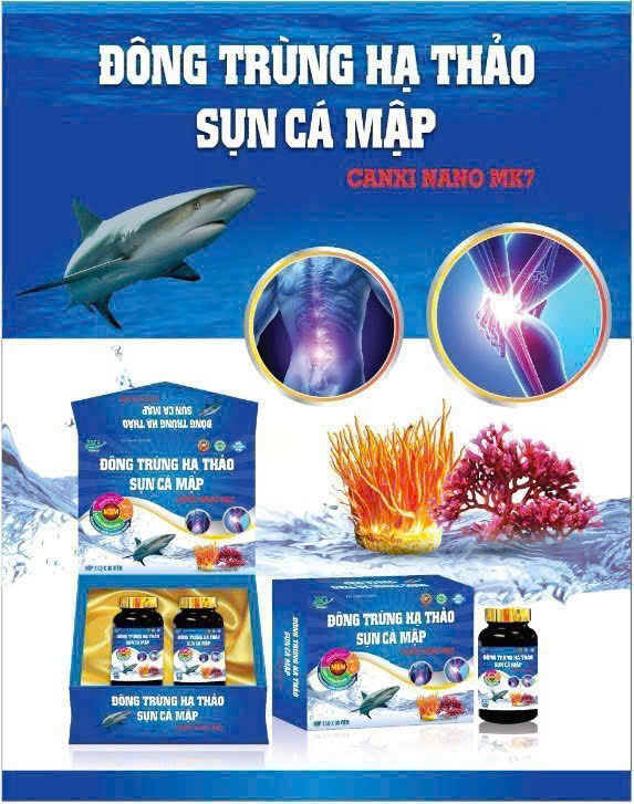 (Mua Sỉ Liên Hệ Zalo) Đông Trùng Hạ Thảo Sụn Cá Mập Canxi Nano Mk7 giúp làm trơn ổ khớp, giúp khớp vận động linh hoạt hộp 60 viên