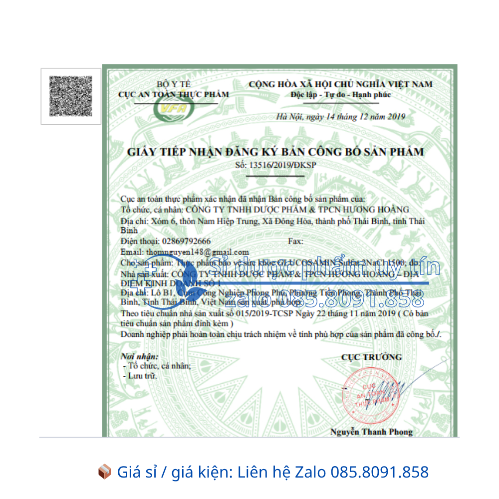 Viên uống Glucosamin Sulfat 2NaCl 1500 giúp làm trơn ổ khớp, giúp khớp vận động linh hoạt hộp 60 viên