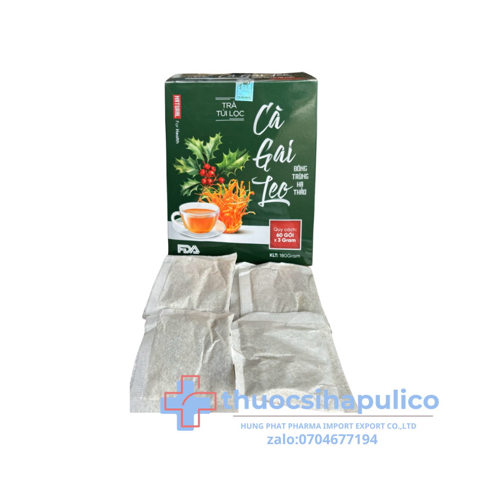 Trà Túi Lọc Cà Gai Leo Đông Trùng Hạ Thảo giúp thanh nhiệt mát gan hộp 60 gói