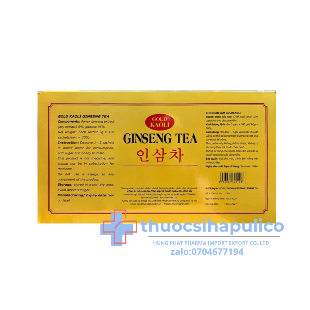 Trà nhân sâm Gold Kaoli Ginseng Tea Hộp 100 gói giúp tăng cường sức khỏe
