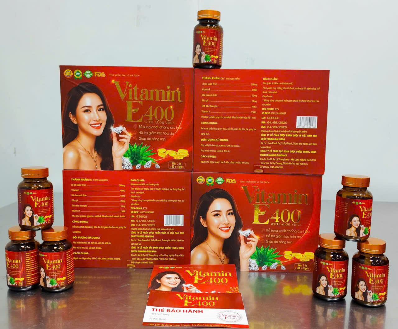 (Mua Sỉ Liên Hệ Zalo) Viên uống Vitanin E 400 With Aloe Vera giúp bổ sung vitamin E, hỗ trợ chống oxy hóa, giúp bảo vệ và hạn chế lão hóa da, giúp da sáng, mịn hộp 2 lọ x 30 viên