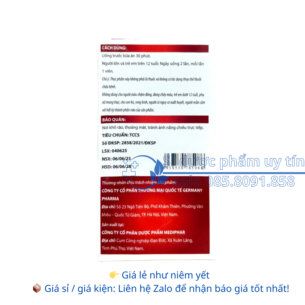 Viên uống Bổ não Ginkgo giúp hoạt huyết dưỡng não, tăng cường tuần hoàn và lưu thông máu não hộp 100 viên