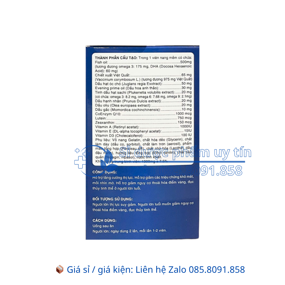 Viên uống bổ mắt Eye Ruby Lutein giúp tăng cường thị lực, giảm các triệu chứng khô mắt, mỏi nhìn mờ hộp 30 viên