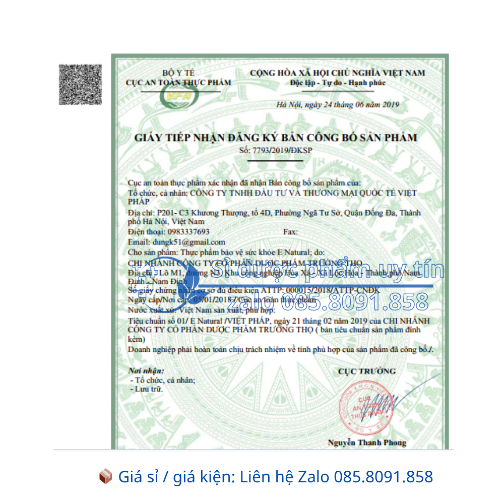 Viên uống đẹp da E Natural giúp da sáng mịn, giảm lão hóa da, nám da, sạm da hộp 30 viên