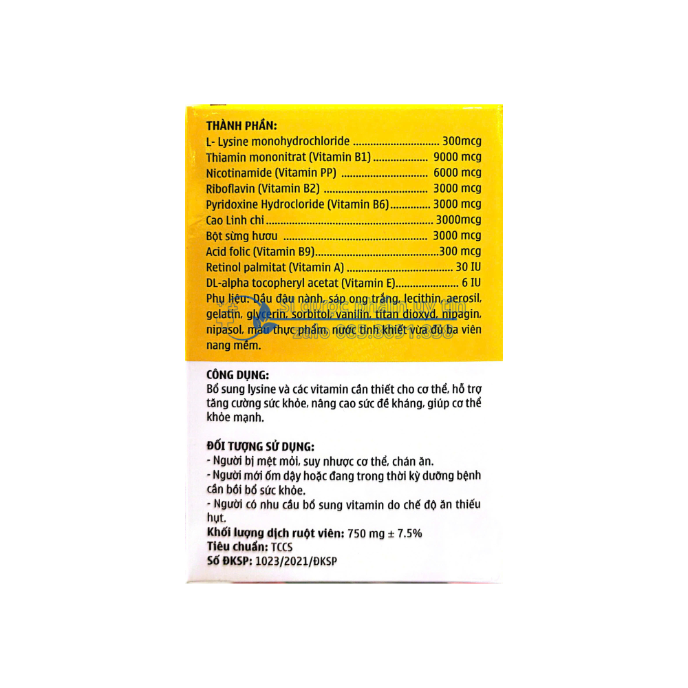 Viên uống Multivitamin B-15 Gold giúp bổ sung lysine và các vitamin, giúp  tăng cường sức khỏe, nâng cao sức đề kháng hộp 100 viên