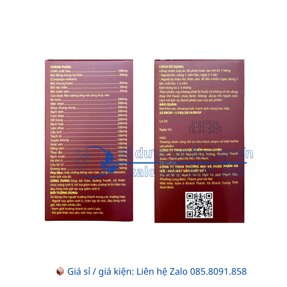 Viên uống Mãnh Lực Cordycep Plus++ giúp bổ thận, dưỡng huyết, cải thiện chức năng sinh lí hộp 30 viên