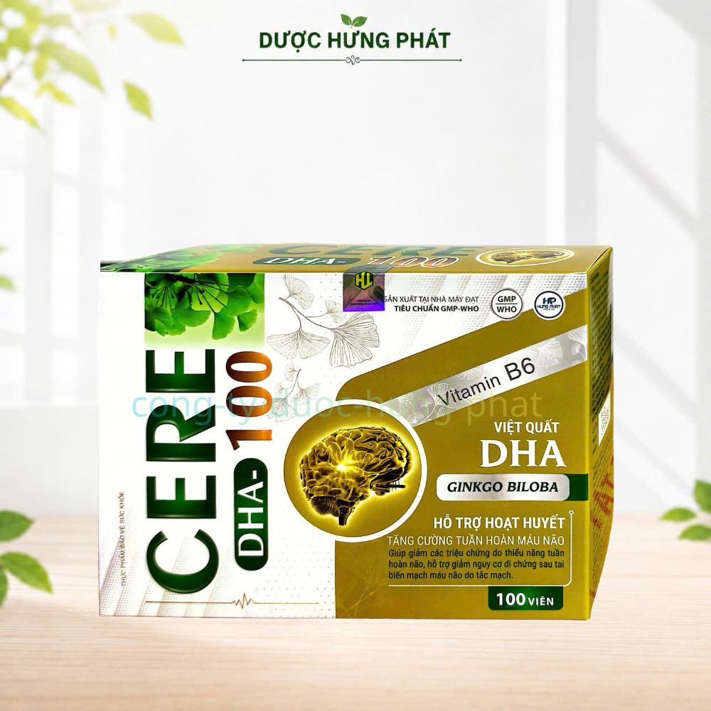 Viên uống bổ não Cere DHA – 100 giúp hoạt huyết, tăng cường tuần hoàn máu não hộp 100 viên
