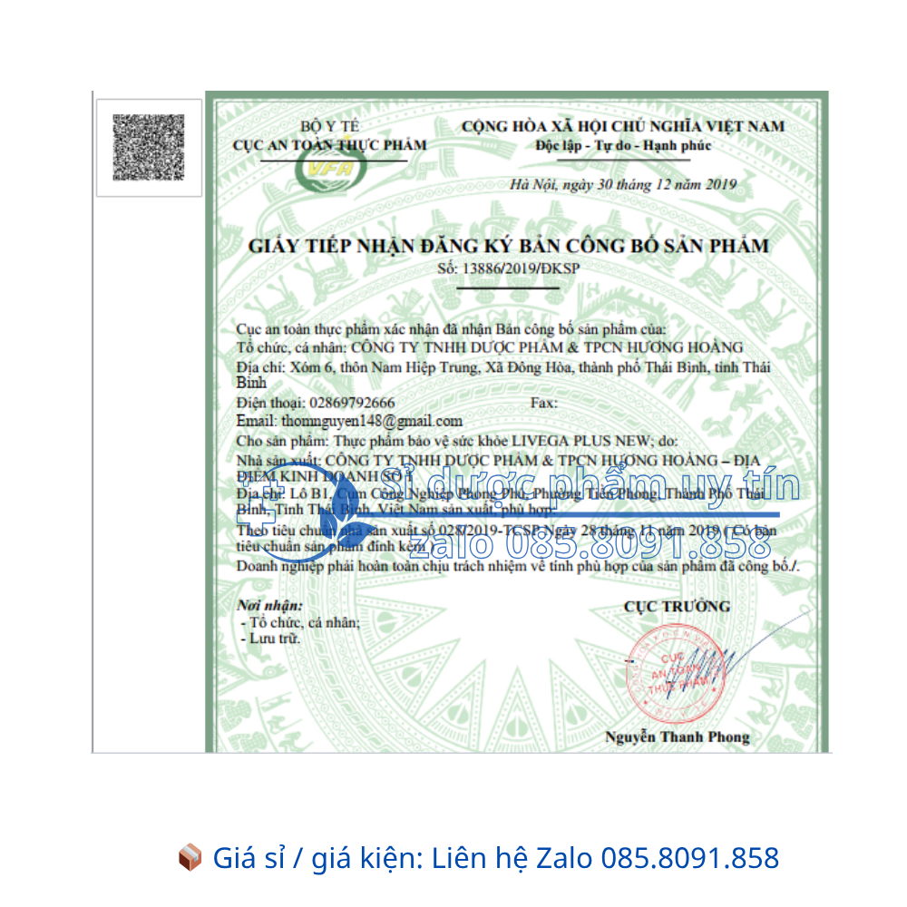 Viên uống bổ gan Livega Plus New giúp thanh nhiệt, giải độc gan, tăng cường chức năng gan hộp 60 viên