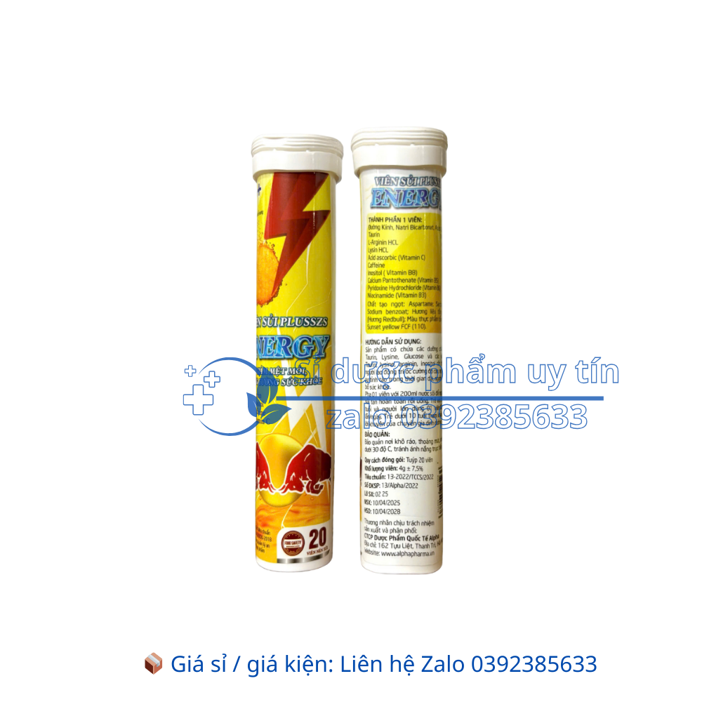 Viên Sủi Plusszs Energy giúp bổ sung vitamin giảm mệt mỏi lốc 10 tuýp x 20 viên