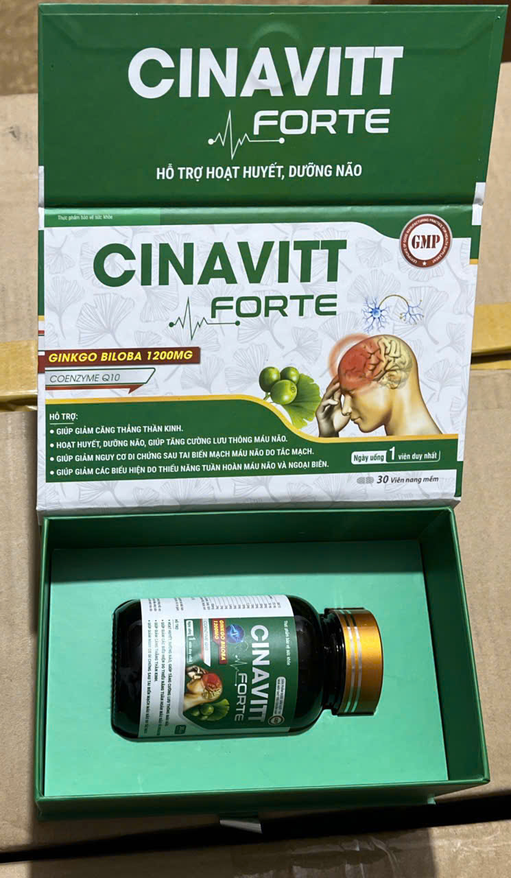 (Mua Sỉ Liên Hệ Zalo) Viên uống Bổ Não Cinavitt Forte giúp hoạt huyết, tăng cường lưu thông máu hộp 30 viên
