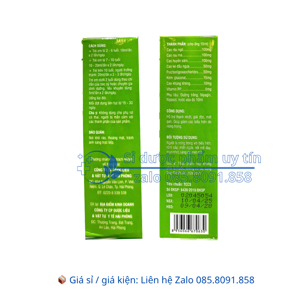 Siro Mát Gan Thanh Nhiệt giúp thanh nhiệt, giải độc, mát gan hộp 20 ống