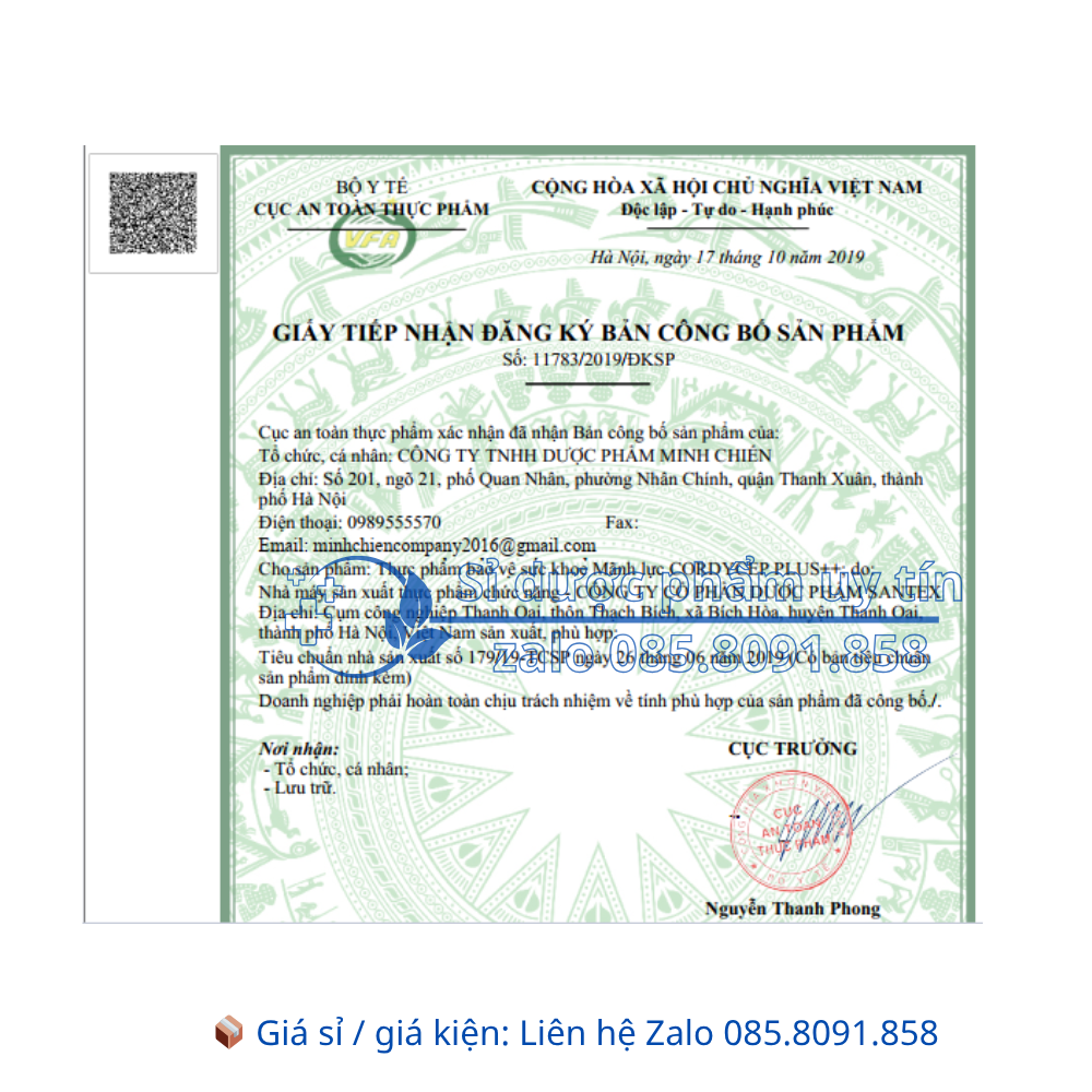 Viên uống Mãnh Lực Cordycep Plus++ giúp bổ thận, dưỡng huyết, cải thiện chức năng sinh lí hộp 30 viên