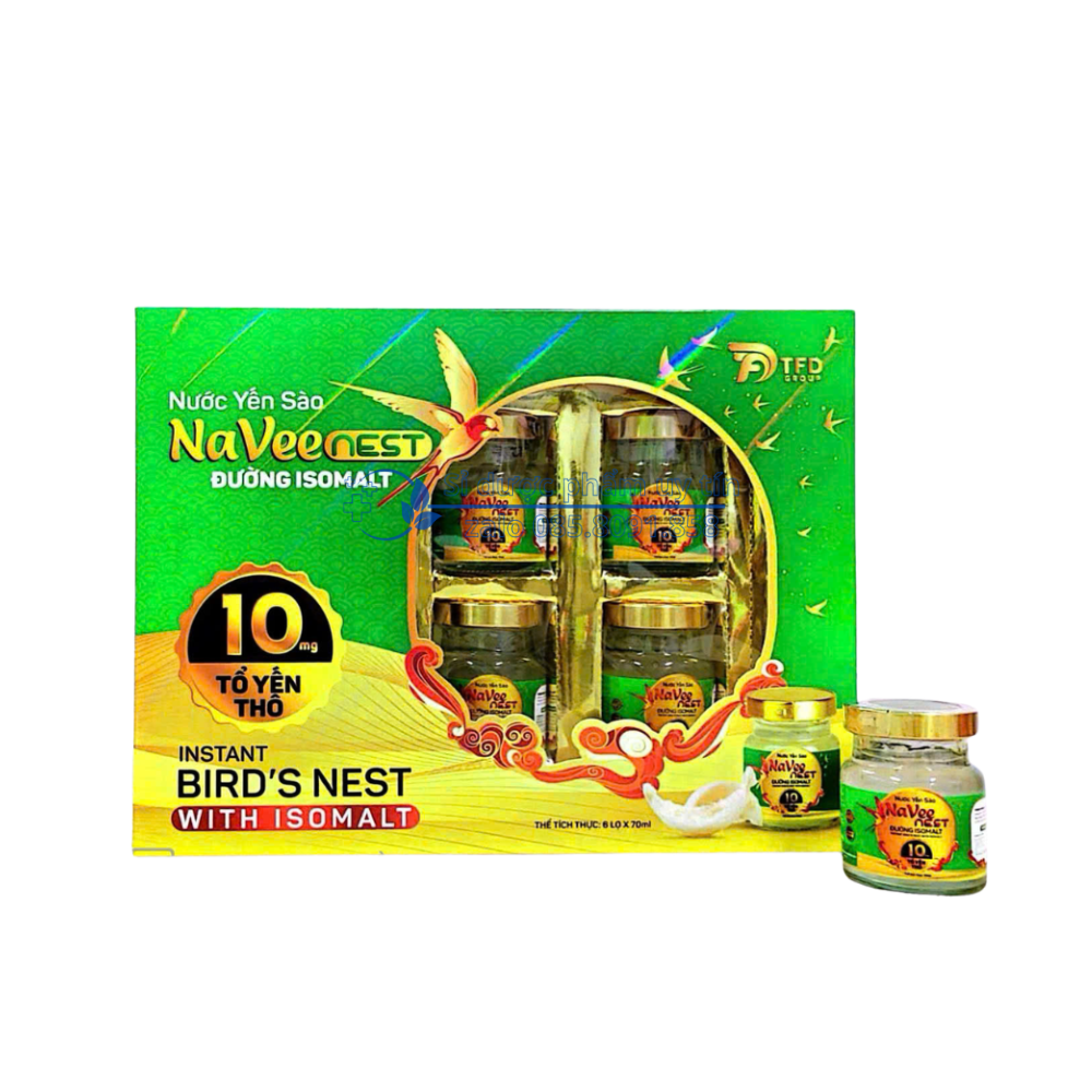 Nước Yến Sào Naveenest Đường Isomalt giúp bồi bổ cơ thể, tăng cường sức khoẻ hộp 6 lọ