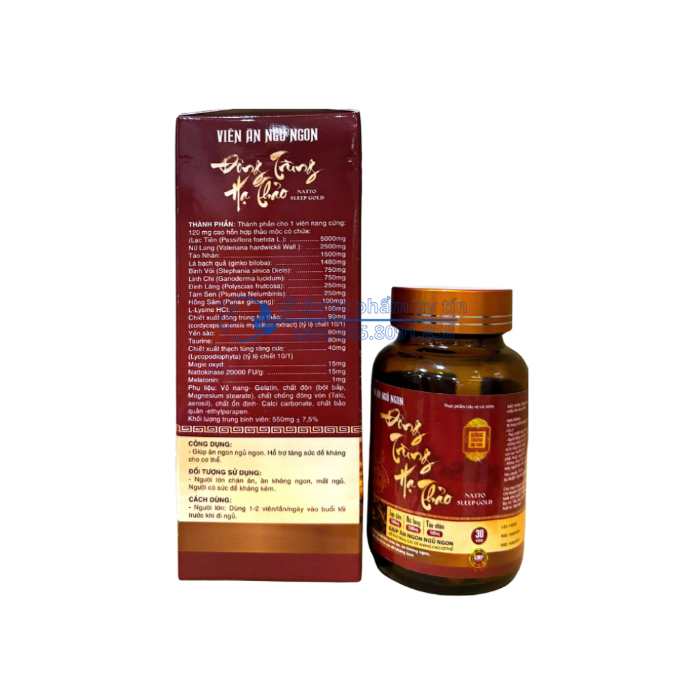 Viên ăn ngủ ngon Đông Trùng Hạ Thảo Natto Sleep Gold giúp ăn ngon ngủ ngon hỗ trợ tăng sức đề kháng cho cơ thể hộp 30 viên