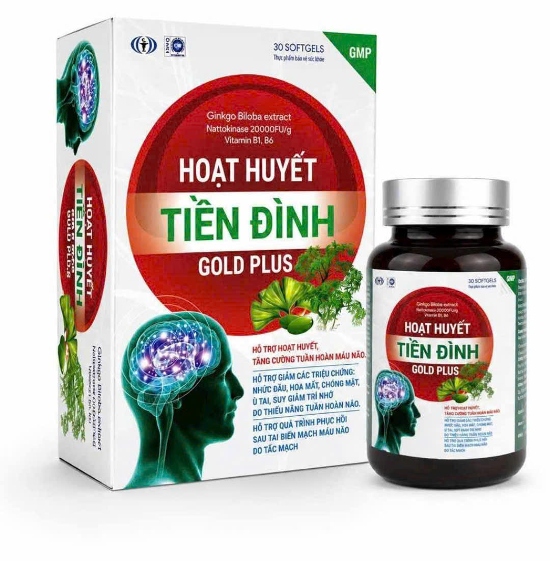 (Mua Sỉ Liên Hệ Zalo) Hoạt Huyết Tiền Đình Gold Plus giúp hoạt huyết, tăng cường tuần hoàn máu não hộp 30 viên hộp trắng