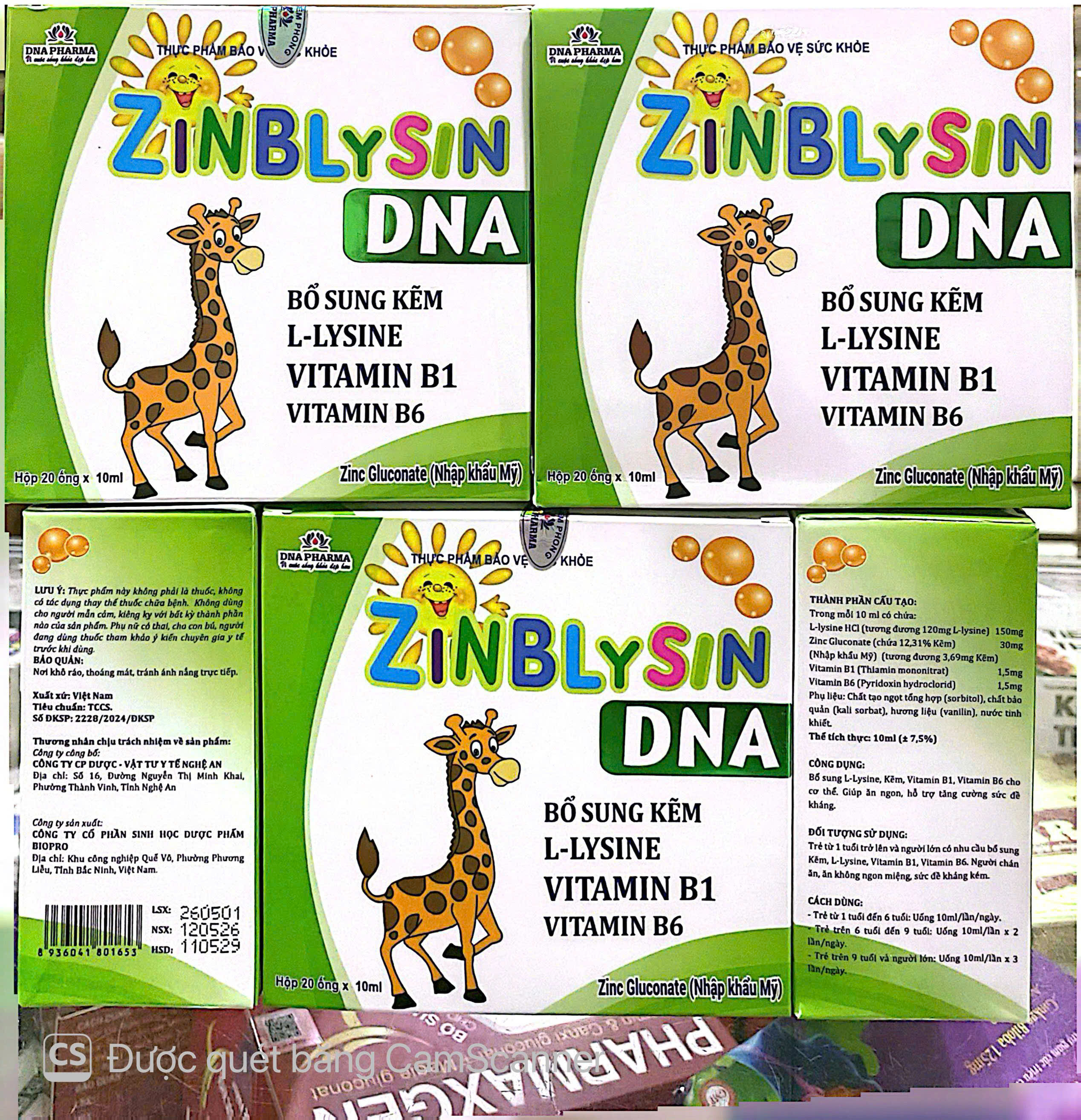 Siro Zin Blysin DHA giúp ăn ngon, tăng sức đề kháng hộp 20 ống