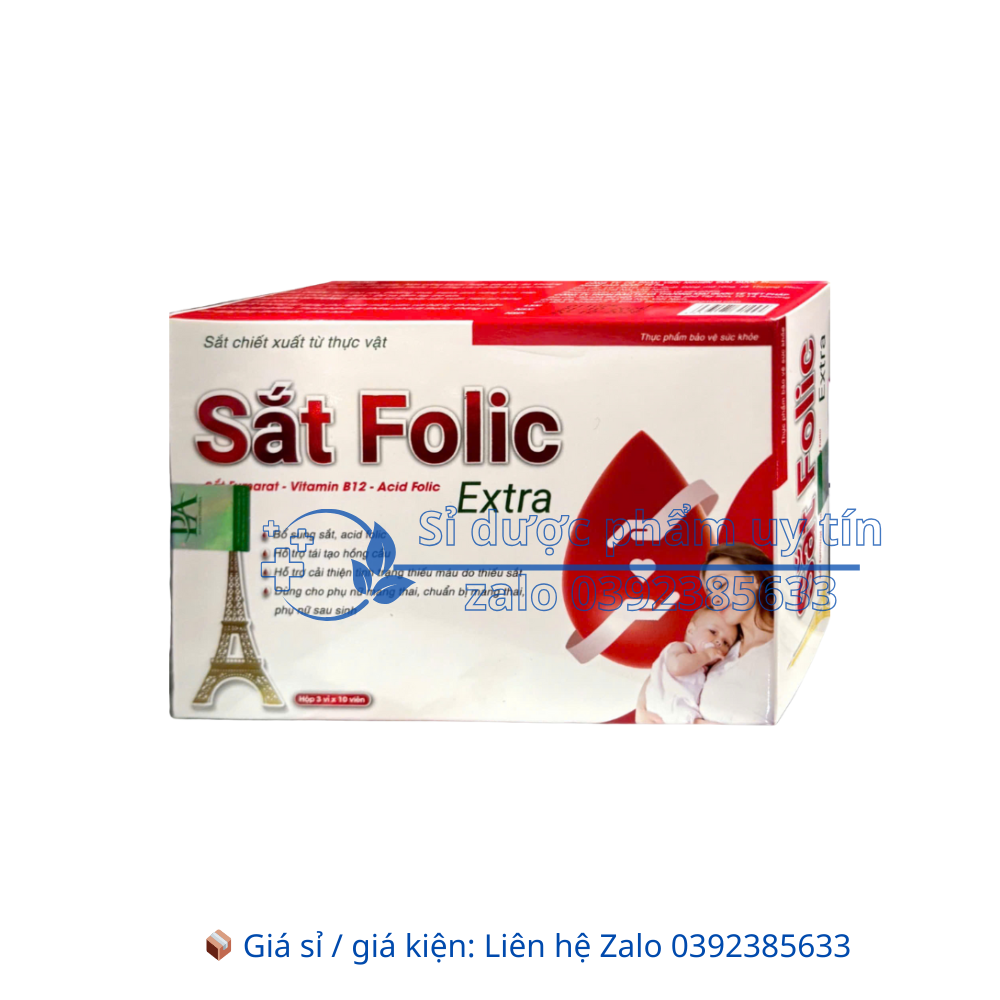 Viên uống Sắt Folic Extra giúp bổ sung sắt, acid folic và vitamin hộp 30 viên