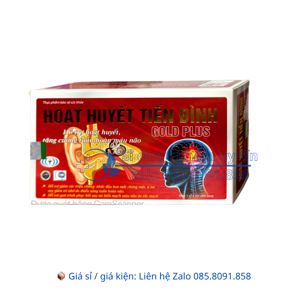 Hoạt Huyết Tiền Đình Gold Plus giúp hoạt huyết, tăng cường tuần hoàn máu não hộp 30 viên