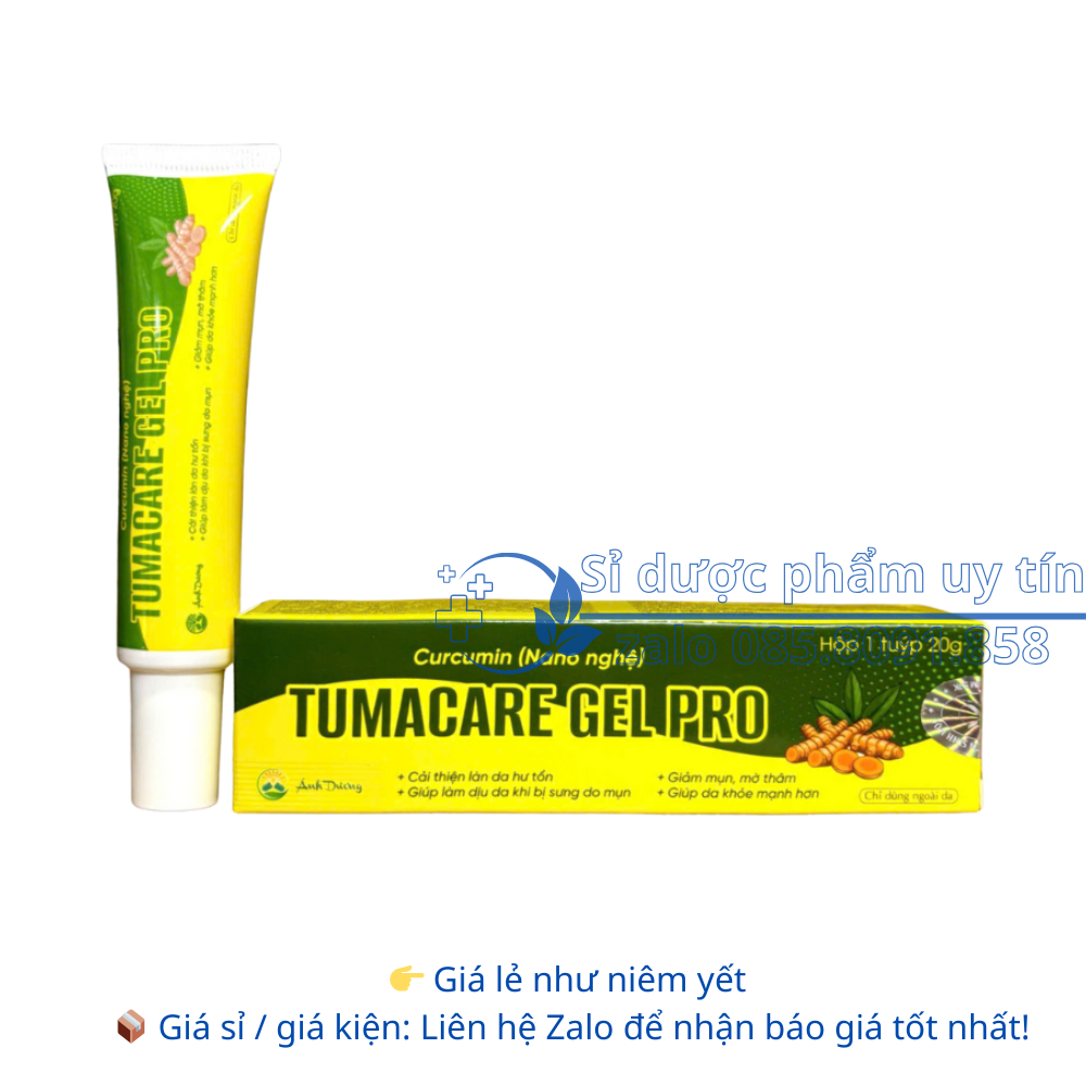 Kem bôi da Curcumin Nano Nghệ Tumacare Gel Pro giúp giảm mụn, làm mờ các vết thâm do mụn hộp 20g