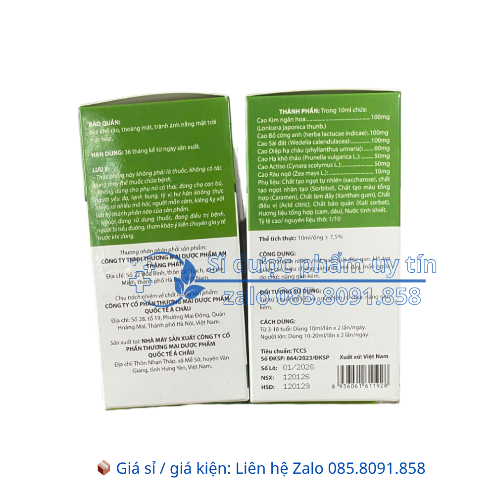 Siro Mát Gan AC An Thắng Phát giúp thanh nhiệt, mát gan, giải độc gan hộp 20 ống