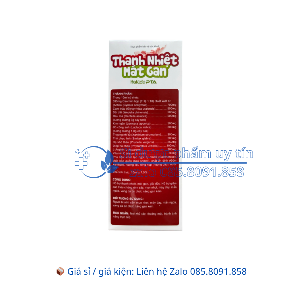 Siro Thanh Nhiệt Mát Gan Hakido PTA giúp thanh nhiệt, mát gan, giải độc gan hộp 20 ống