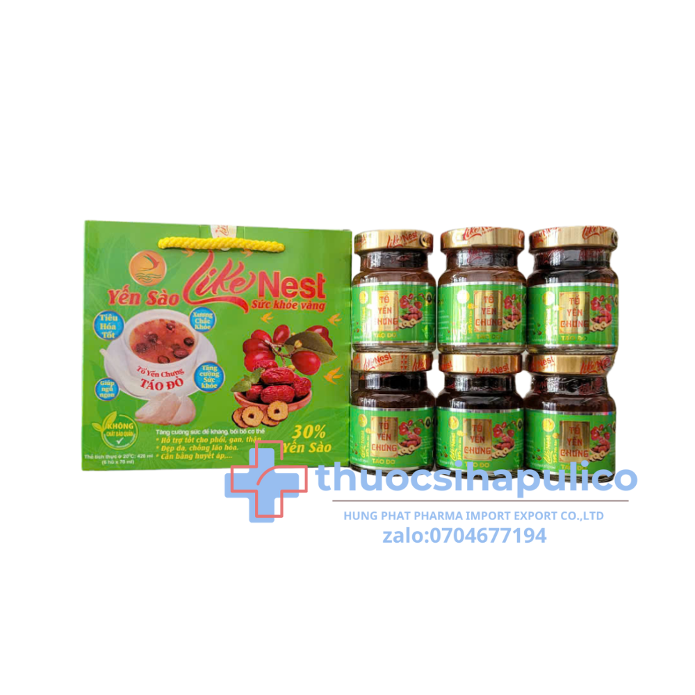 Yến Sào Táo Đỏ  Like Nest giúp ăn ngủ ngon, tăng sức khoẻ hộp 6 hũ