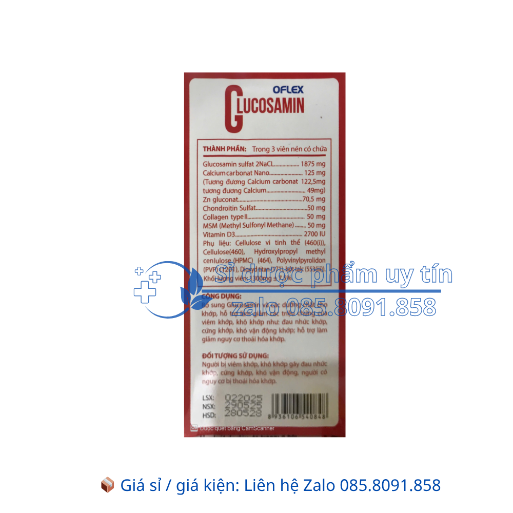 Viên uống Oflex Glucosamin giảm các triệu chứng của viêm khớp, khô khớp hộp 60 viên