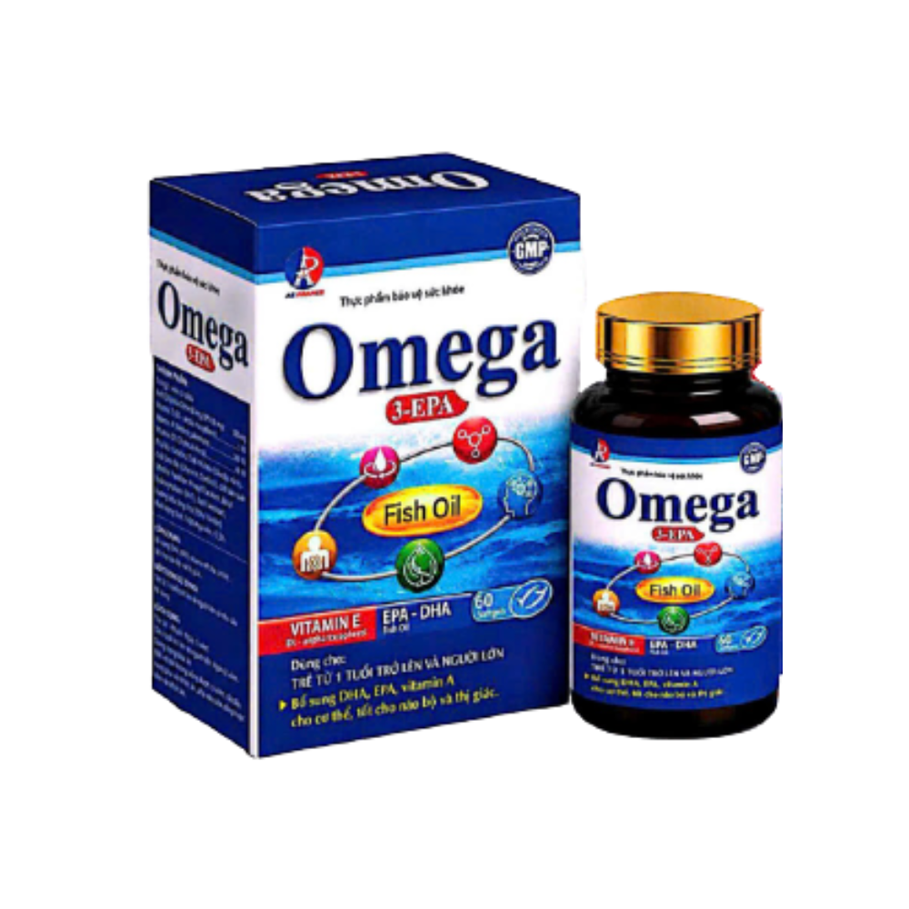 (Mua Sỉ Liên Hệ Zalo) Viên uống Omega 3-EPA giúp bổ sung DHA, EPA, vitamin A cho cơ thể, tốt cho não bộ và thị giác hộp 60 viên