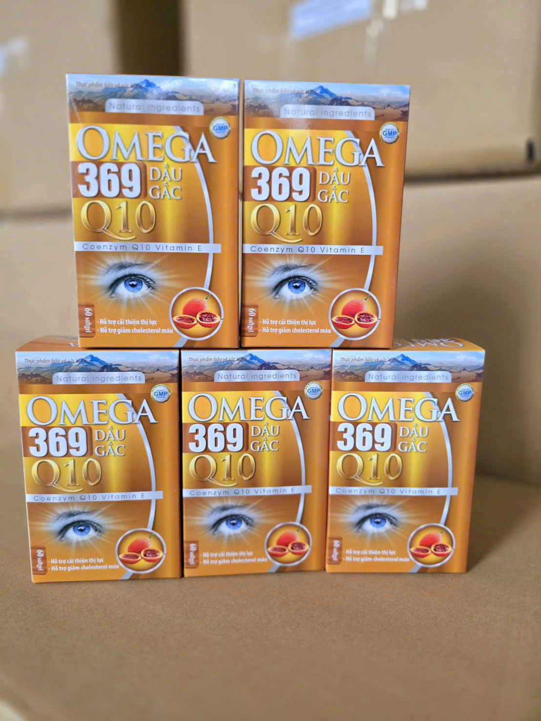 Viên uống Omega 369 Dầu Gấc Q10 giúp tốt cho mắt, giảm nguy cơ xơ vữa động mạch hộp 60 viên