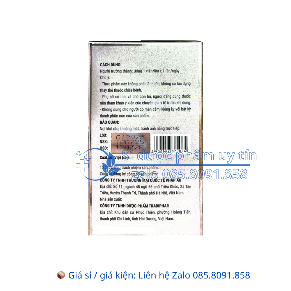 Viên uống L-Cystine 500+ giúp chống oxy hóa, giúp cải thiện sạm da, giúp tóc, móng chắc khỏe hộp 60 viên