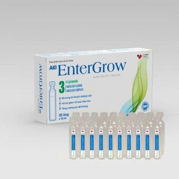 (Mua Sỉ Liên Hệ Zalo) Men Vi Sinh AKI Enter Grow giúp bổ sung lợi khuẩn đường ruột giảm rối loạn tiêu hóa hộp 20 ống