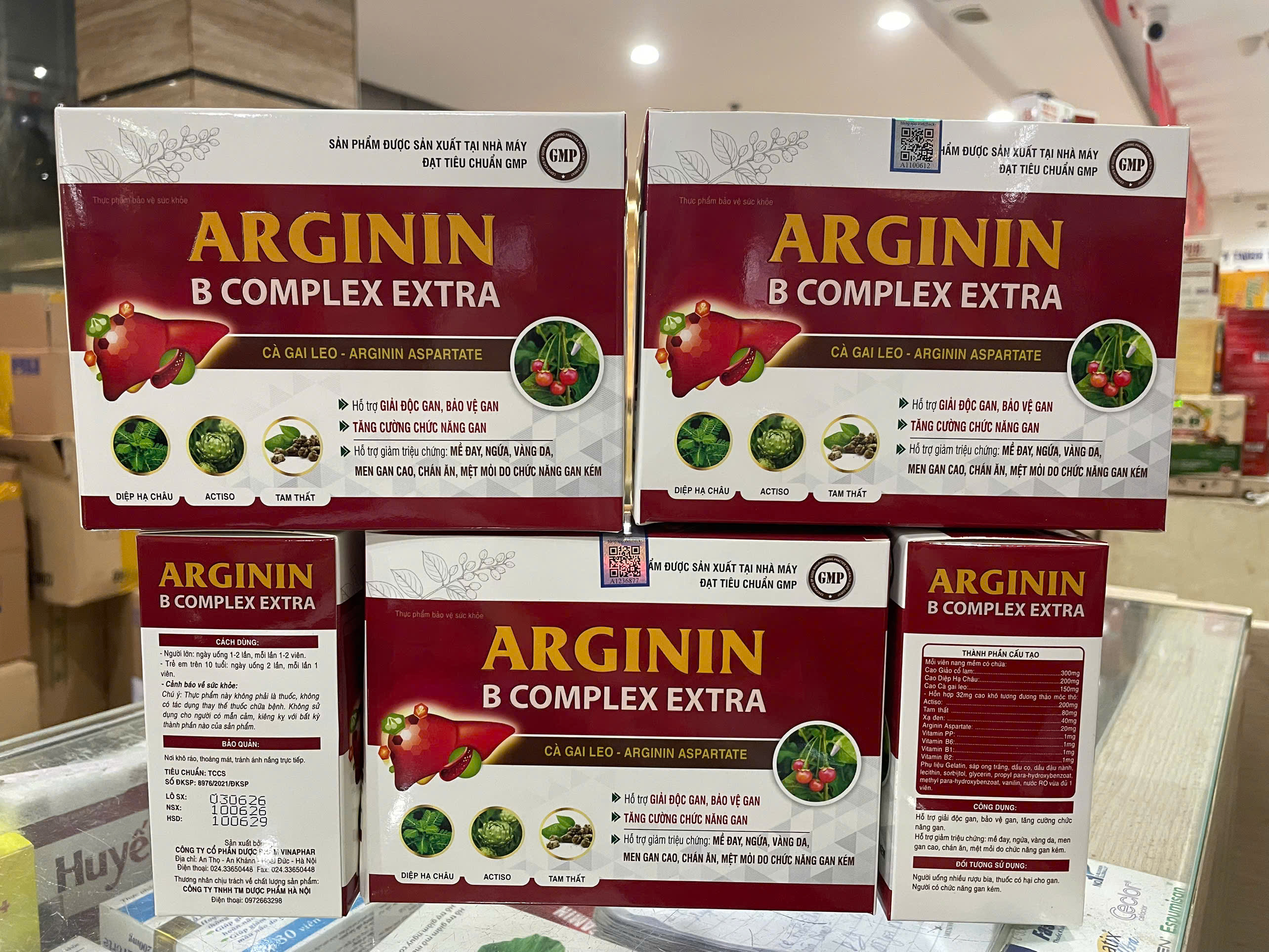 (Mua Sỉ Liên Hệ Zalo) Viên uống bổ gan Arginin B Complex Extra giúp giải độc gan và bảo vệ gan, hỗ trợ tăng cường chức năng gan hộp 60 viên