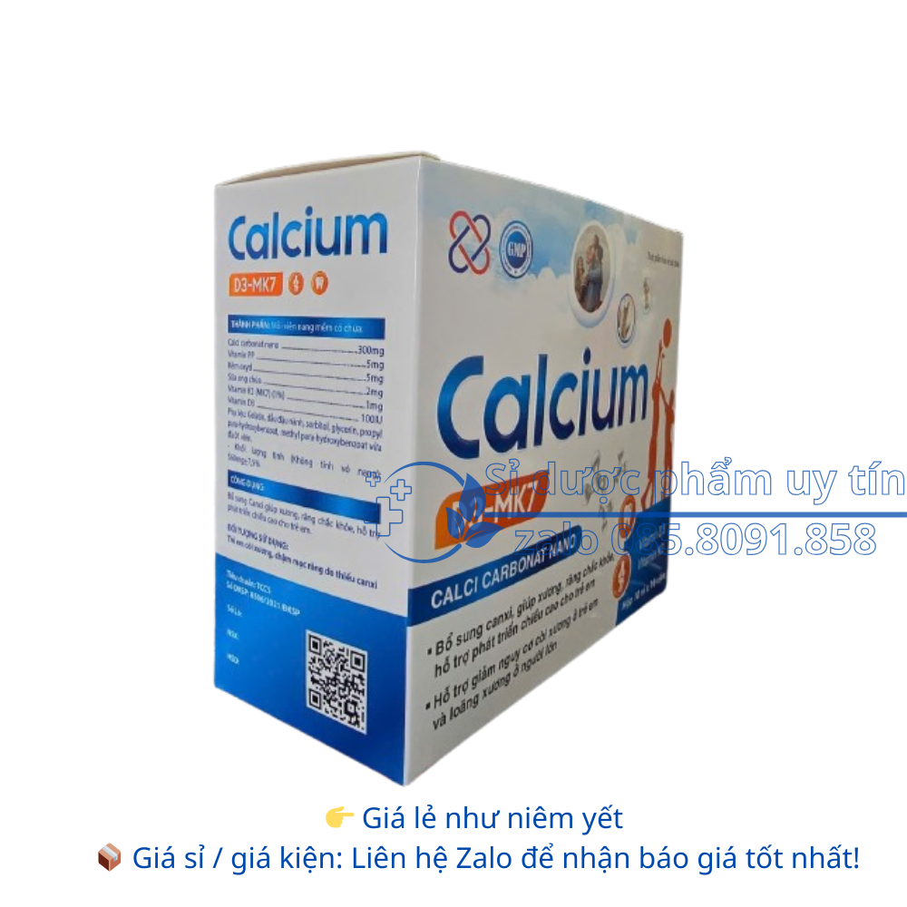 Viên uống Calcium D3 MK7 giúp bổ sung canxi, giúp xương, răng chắc khỏe hộp 100 viên