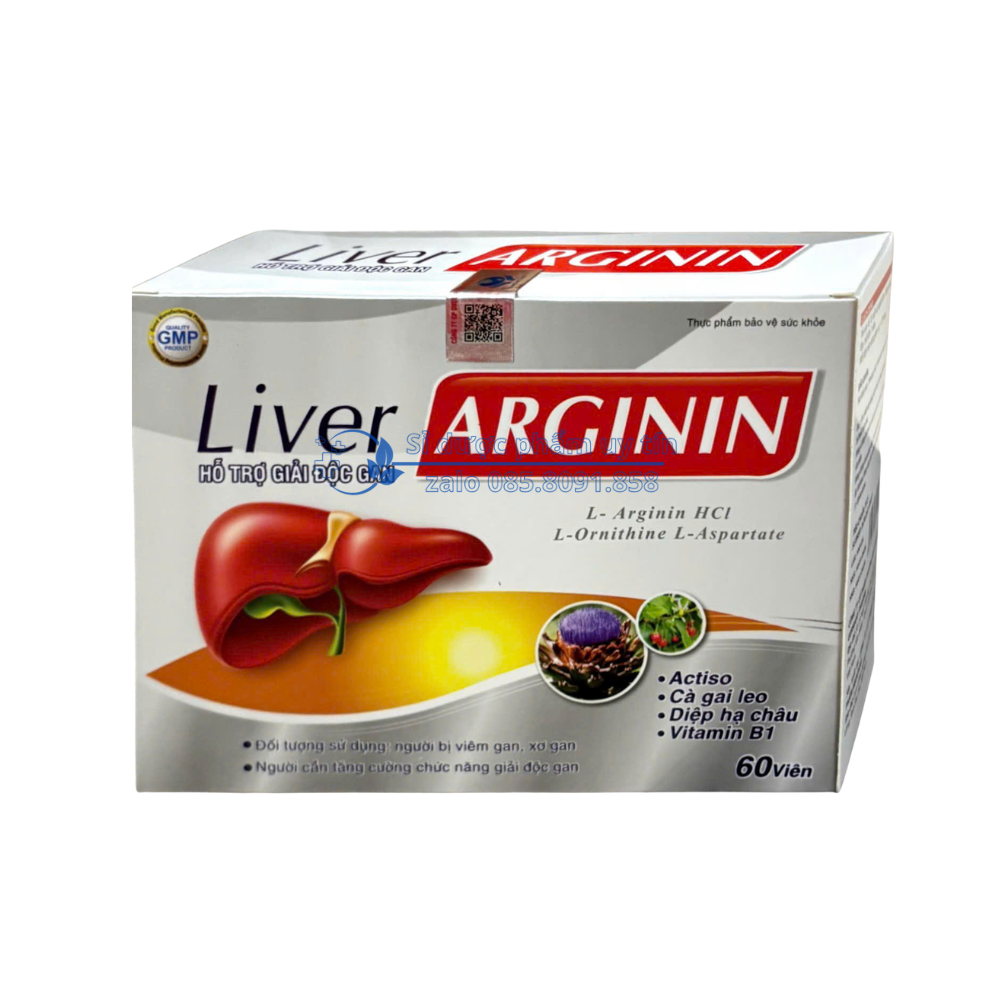 Viên uống bổ gan Liver Arginin  giúp thanh nhiệt, giải độc gan hộp 60 viên