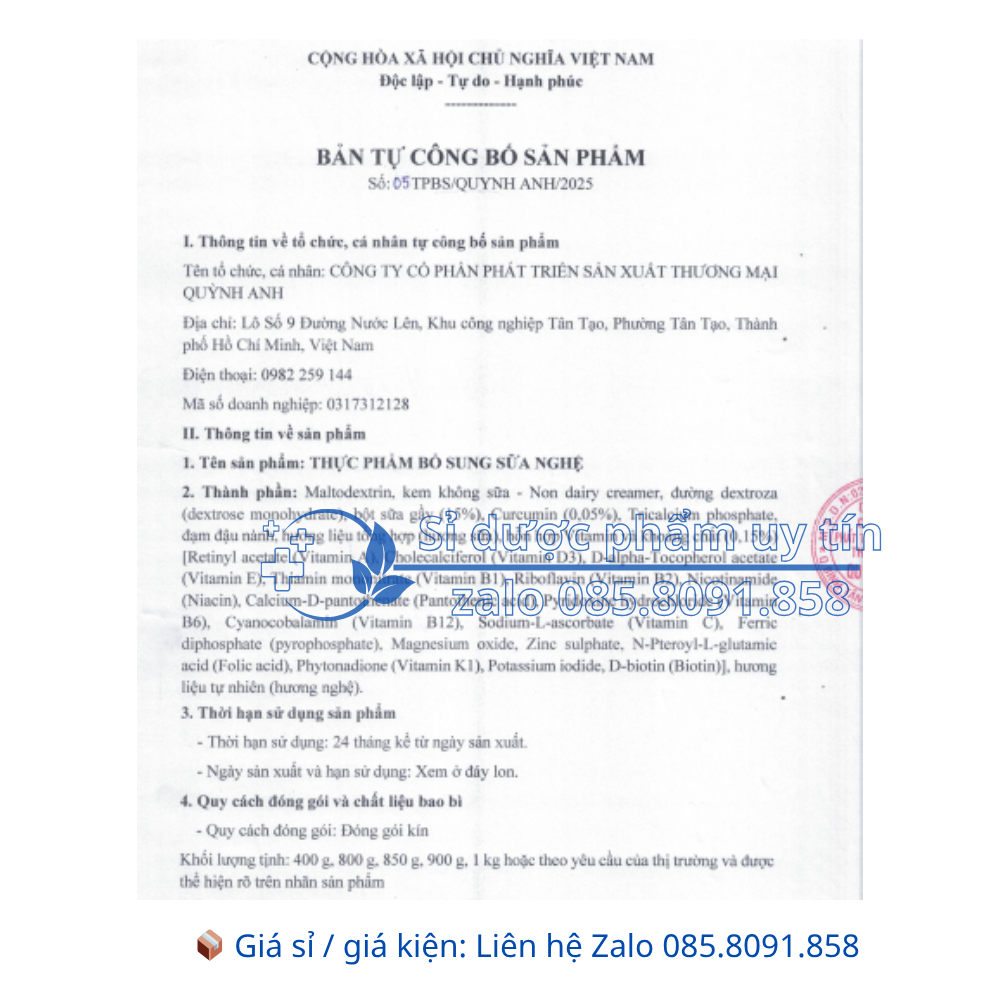 Sữa Nghệ giúp giảm đau dạ dày tá tràng, bảo vệ dạ dày hộp 900g