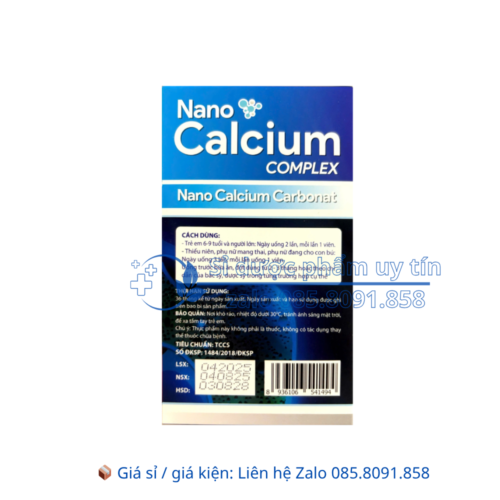 Viên uống Nano Calcium Complex giúp bổ sung canxi, chắc khoẻ xương, chống loãng xương hộp 100 viên