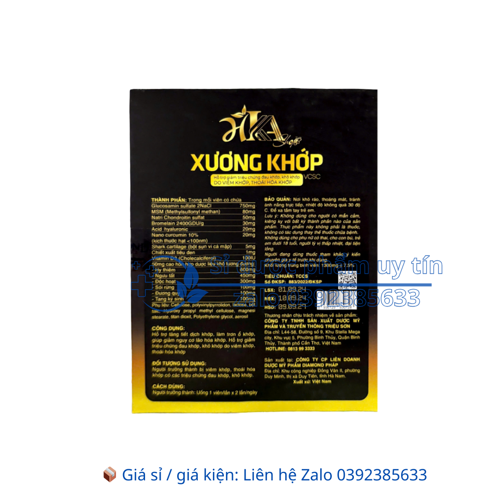 Viên uống Xương Khớp VCSC giảm đau khớp, khô khớp do viêm khớp, thoái hóa khớp hộp 30 viên