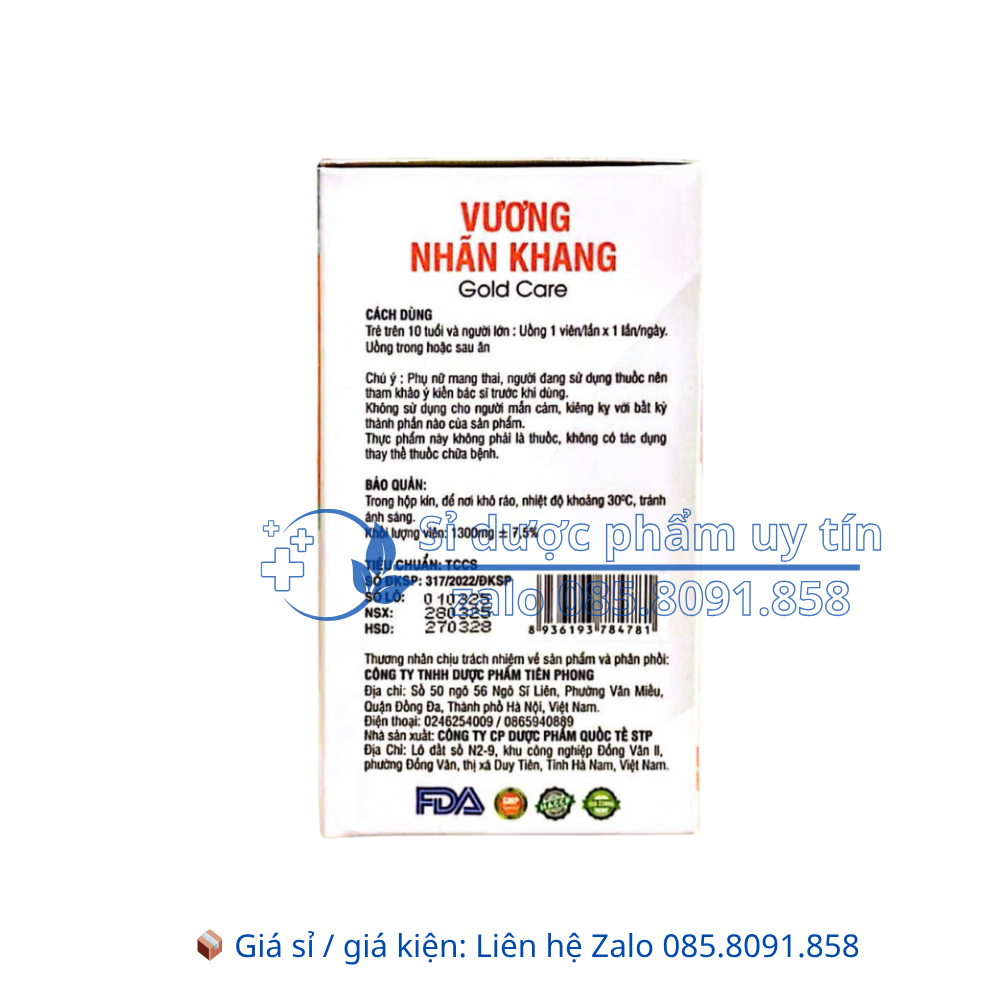 Viên uống Vương Nhãn Khang Gold Care giúp tăng cường thị lực, hỗ trợ giảm khô mắt, mỏi mắt, nhìn mờ hộp 30 viên