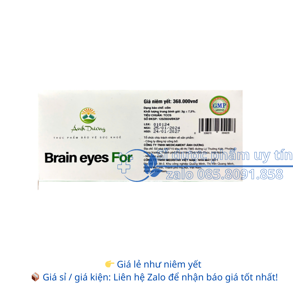 Cốm bổ não Brain Eyes For giúp hỗ trợ tốt cho não bộ và thị lực hộp 30 gói